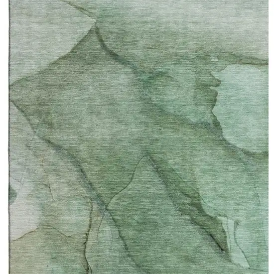 Green And Ivory Abstract Washable Area Rug With UV Protection Photo 4