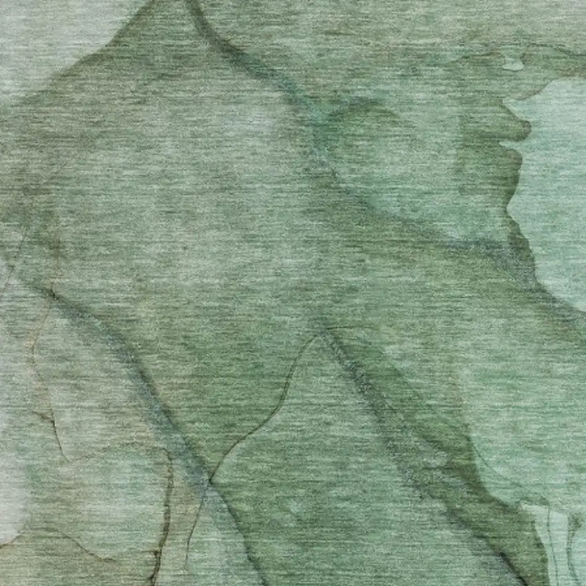 Green And Ivory Abstract Washable Area Rug With UV Protection Photo 3