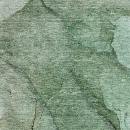 Green And Ivory Abstract Washable Area Rug With UV Protection Photo 3