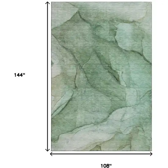 Green And Ivory Abstract Washable Area Rug With UV Protection Photo 3