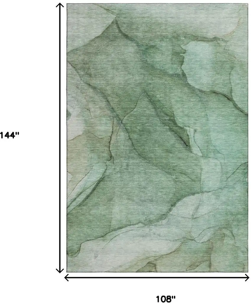 Green And Ivory Abstract Washable Area Rug With UV Protection Photo 3