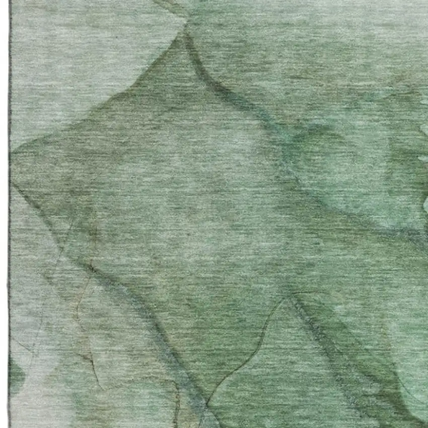 Green And Ivory Abstract Washable Area Rug With UV Protection Photo 3