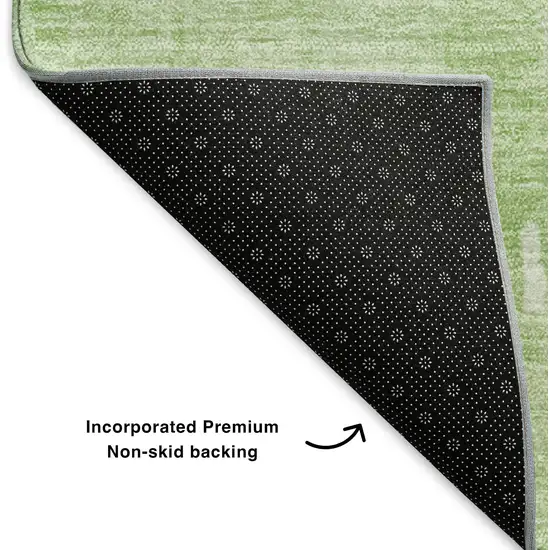Green And Ivory Abstract Washable Area Rug With UV Protection Photo 6