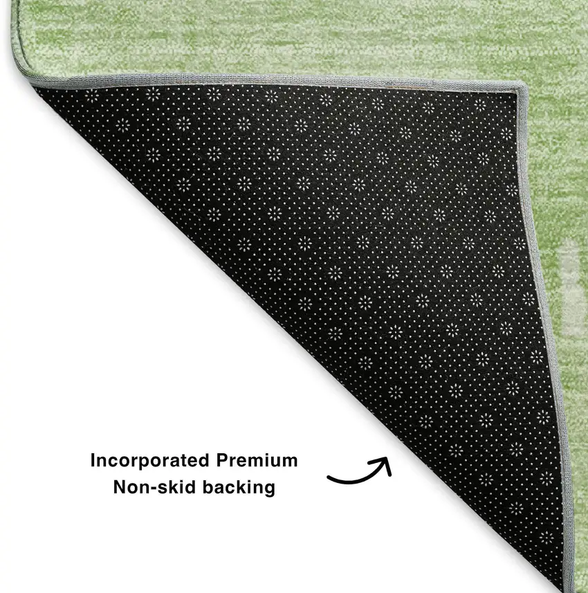 Green And Ivory Abstract Washable Area Rug With UV Protection Photo 6