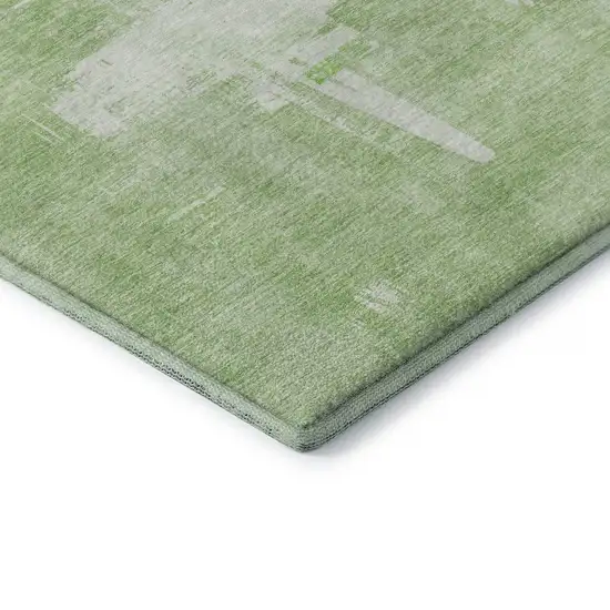 Green And Ivory Abstract Washable Area Rug With UV Protection Photo 7