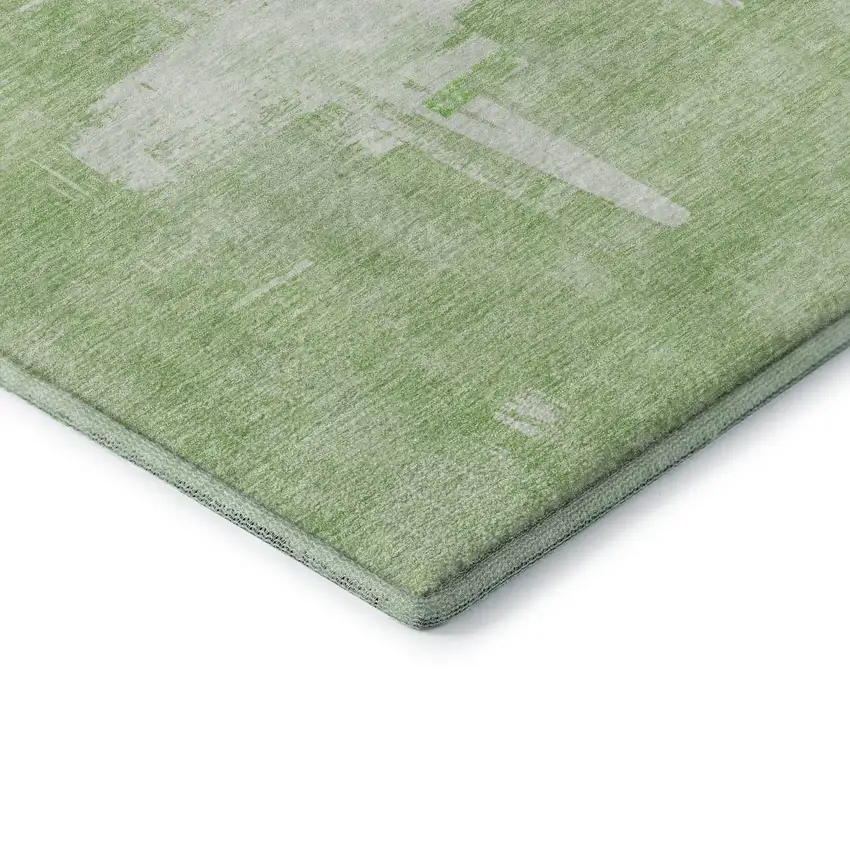 Green And Ivory Abstract Washable Area Rug With UV Protection Photo 7