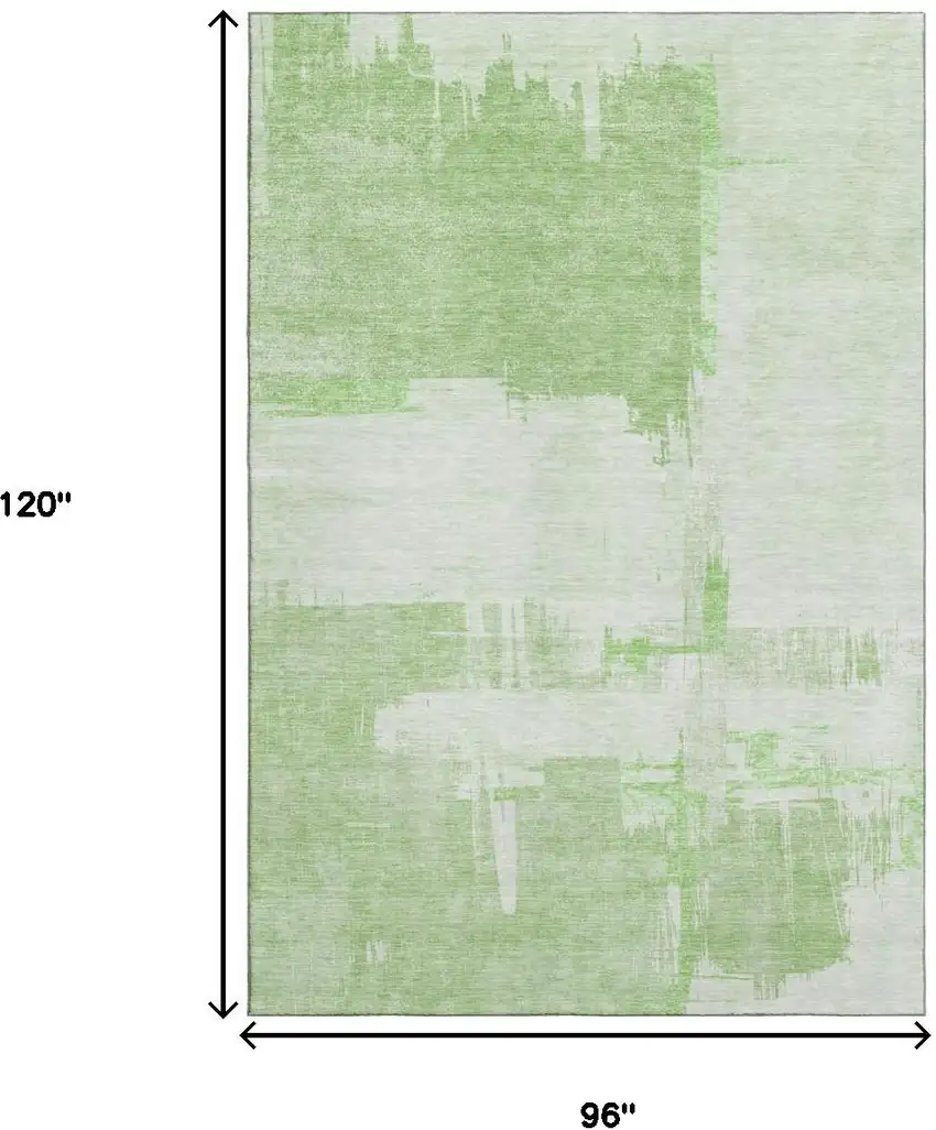 Green And Ivory Abstract Washable Area Rug With UV Protection Photo 4