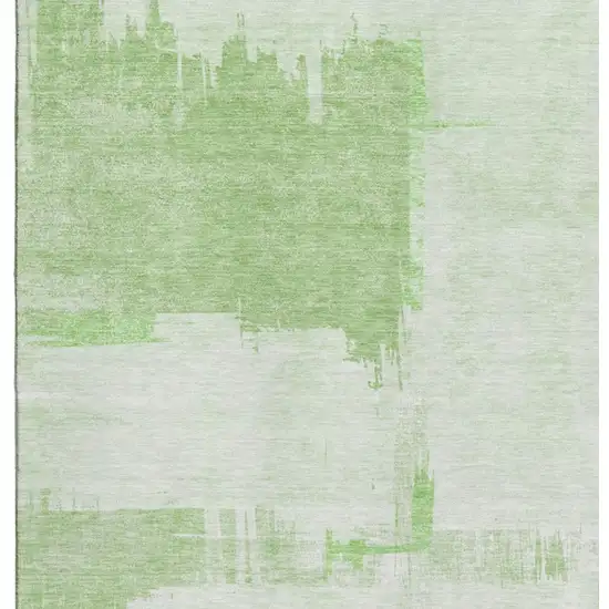 Green And Ivory Abstract Washable Area Rug With UV Protection Photo 3