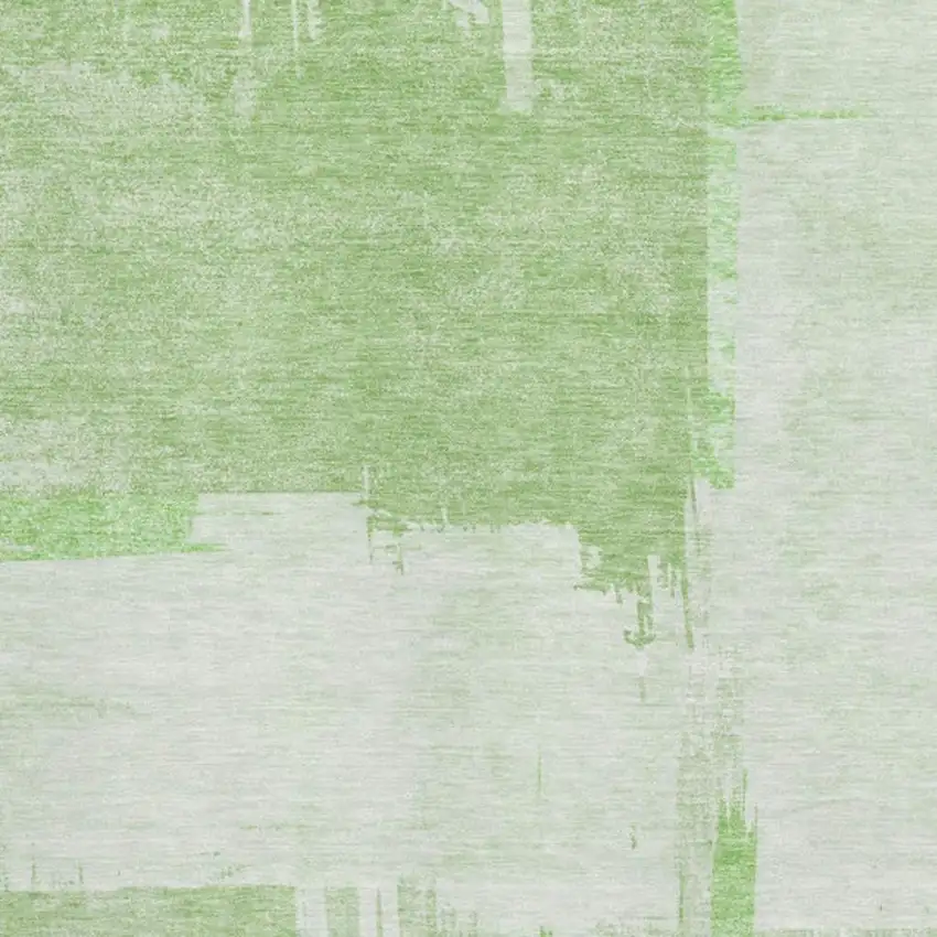 Green And Ivory Abstract Washable Area Rug With UV Protection Photo 2