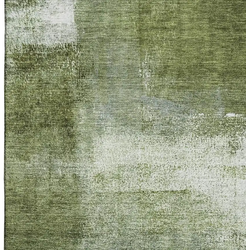 Green And Ivory Abstract Washable Area Rug With UV Protection Photo 3