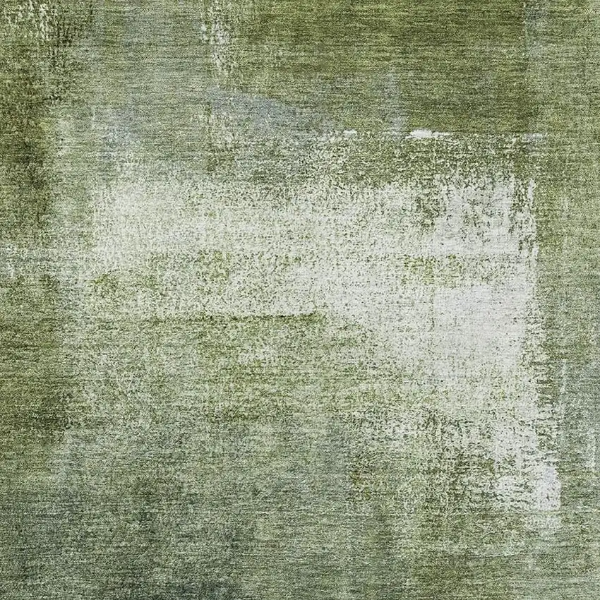 Green And Ivory Abstract Washable Area Rug With UV Protection Photo 3