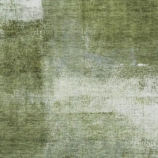 Green And Ivory Abstract Washable Area Rug With UV Protection Photo 3