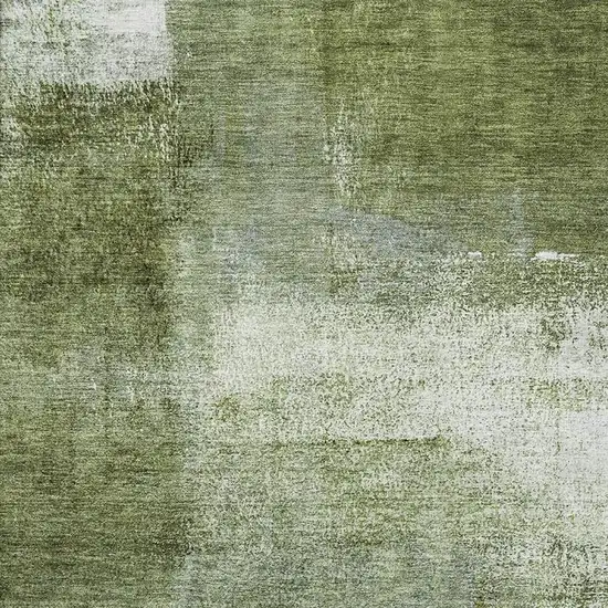 Green And Ivory Abstract Washable Area Rug With UV Protection Photo 3