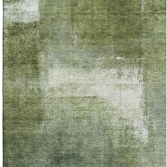 Green And Ivory Abstract Washable Area Rug With UV Protection Photo 4