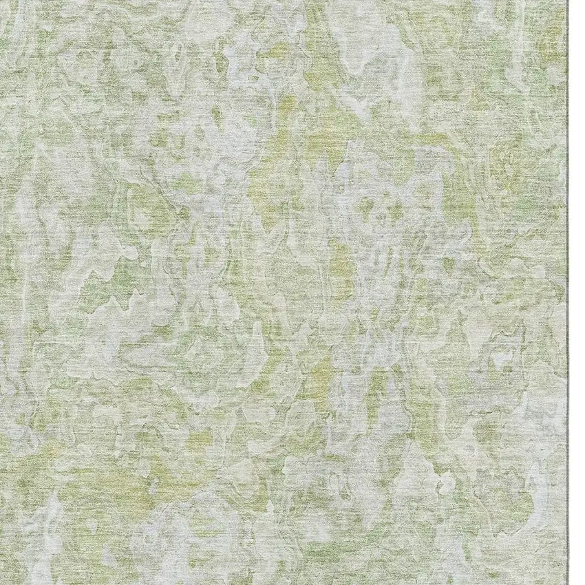 Green And Ivory Abstract Washable Area Rug With UV Protection Photo 3