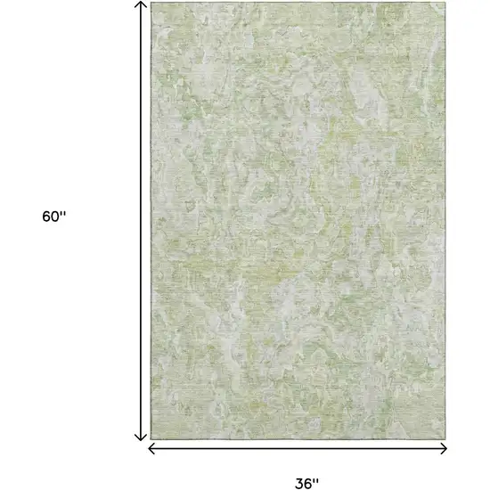 Green And Ivory Abstract Washable Area Rug With UV Protection Photo 3