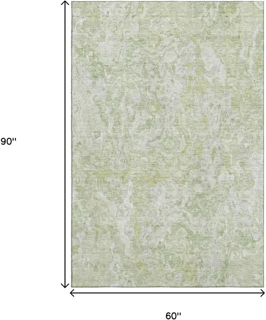 Green And Ivory Abstract Washable Area Rug With UV Protection Photo 3
