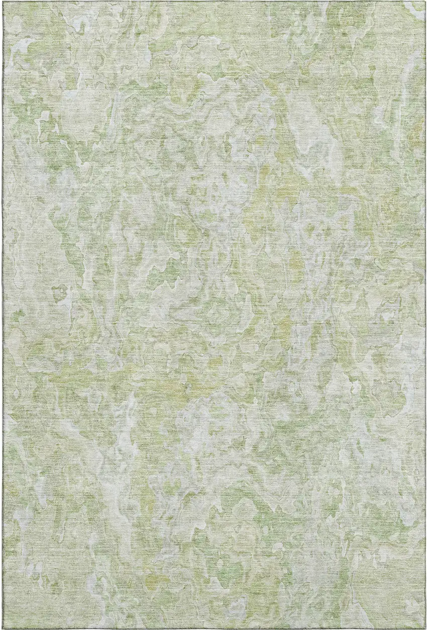 Green And Ivory Abstract Washable Area Rug With UV Protection Photo 1