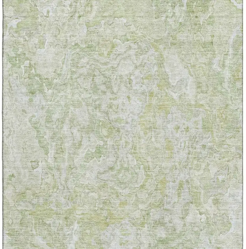 Green And Ivory Abstract Washable Area Rug With UV Protection Photo 4