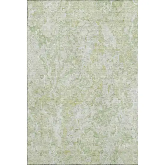 Green And Ivory Abstract Washable Area Rug With UV Protection Photo 1