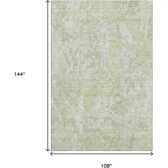 Green And Ivory Abstract Washable Area Rug With UV Protection Photo 3