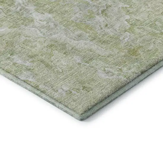 Green And Ivory Abstract Washable Area Rug With UV Protection Photo 8