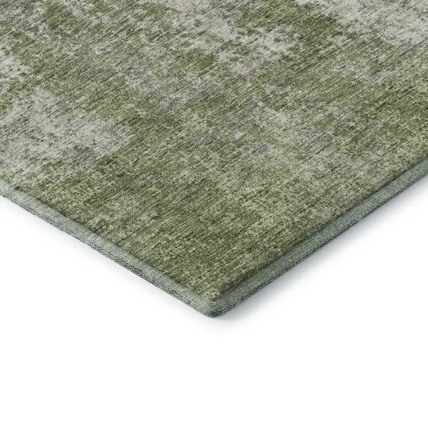 Green And Ivory Abstract Washable Area Rug With UV Protection Photo 7