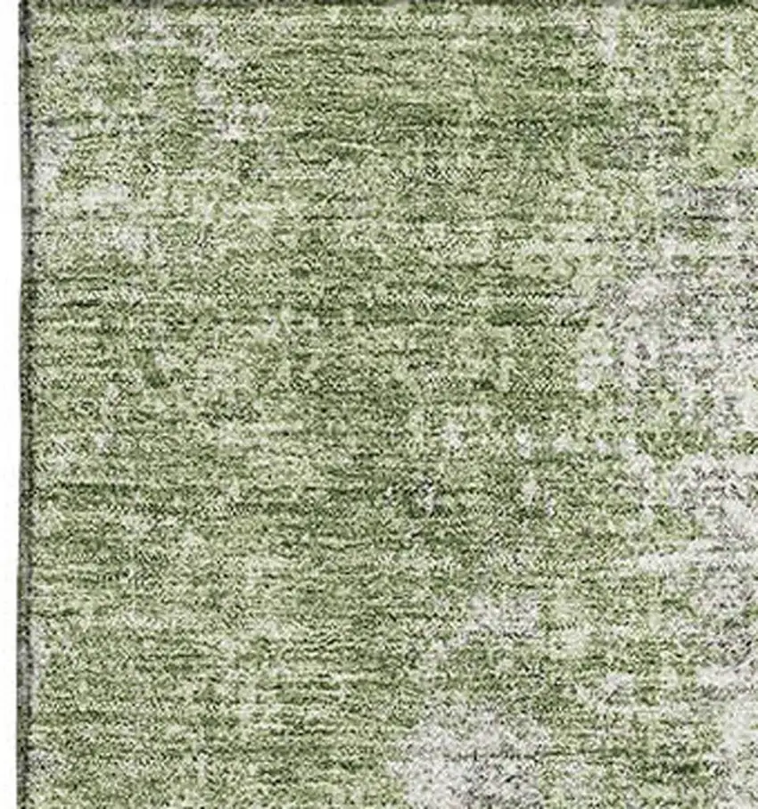 Green And Ivory Abstract Washable Area Rug With UV Protection Photo 3