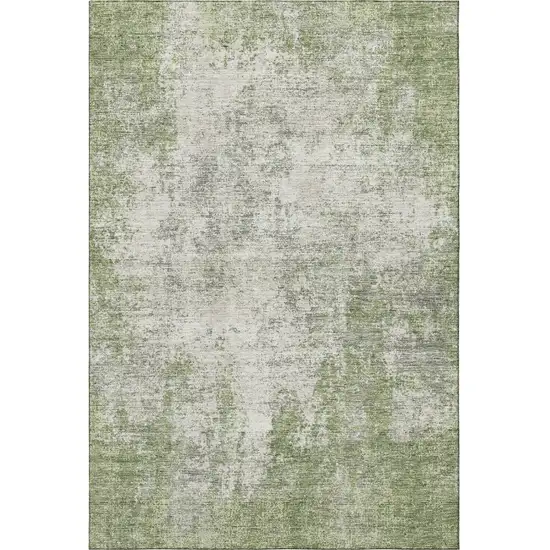 Green And Ivory Abstract Washable Area Rug With UV Protection Photo 3