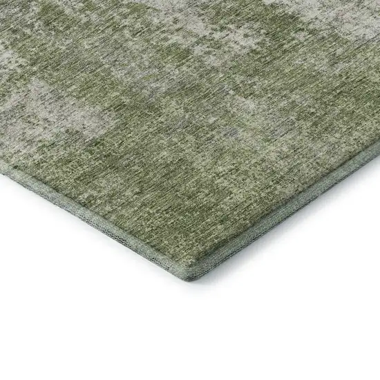 Green And Ivory Abstract Washable Area Rug With UV Protection Photo 7