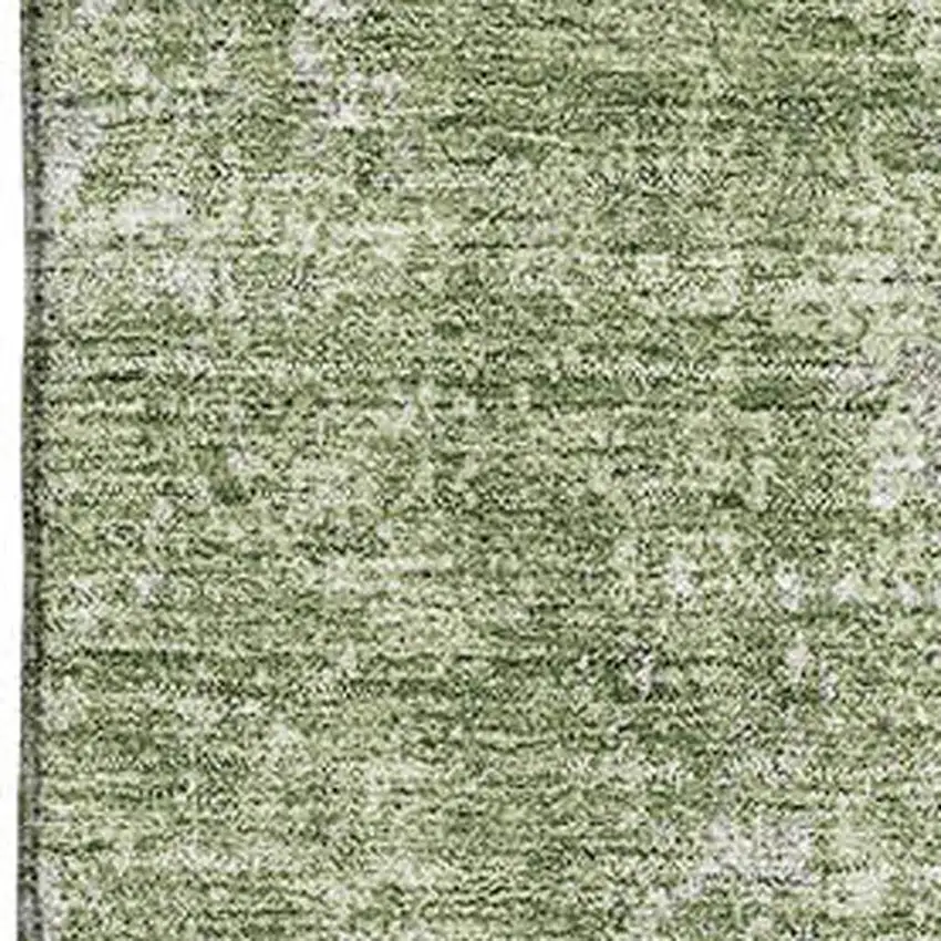 Green And Ivory Abstract Washable Area Rug With UV Protection Photo 2