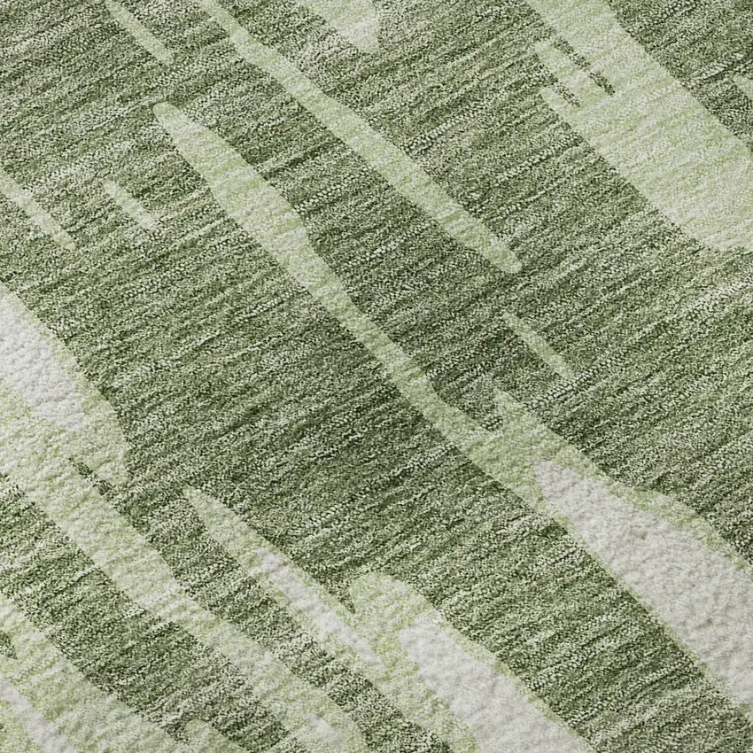 Green And Ivory Abstract Washable Area Rug With UV Protection Photo 9