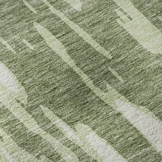 Green And Ivory Abstract Washable Area Rug With UV Protection Photo 9