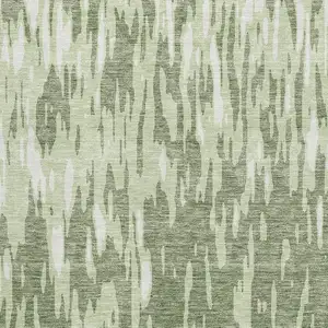 Photo of Green And Ivory Abstract Washable Area Rug With UV Protection