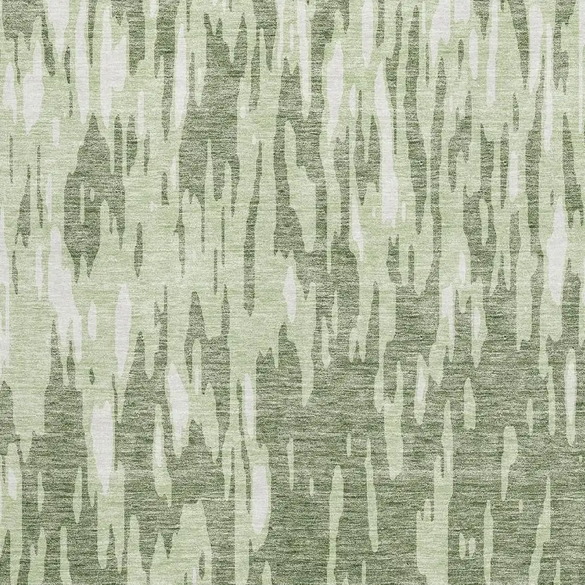 Green And Ivory Abstract Washable Area Rug With UV Protection Photo 2