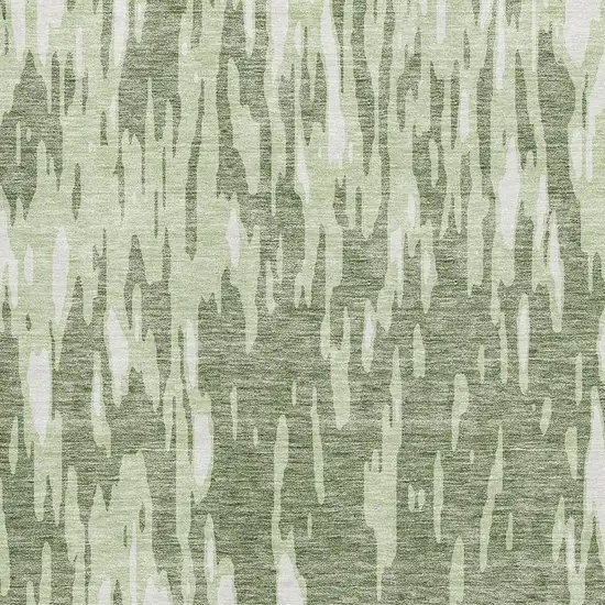Green And Ivory Abstract Washable Area Rug With UV Protection Photo 2