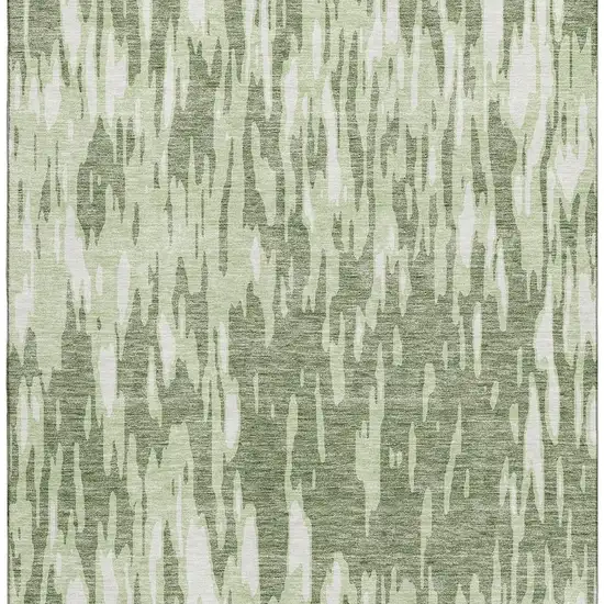 Green And Ivory Abstract Washable Area Rug With UV Protection Photo 2