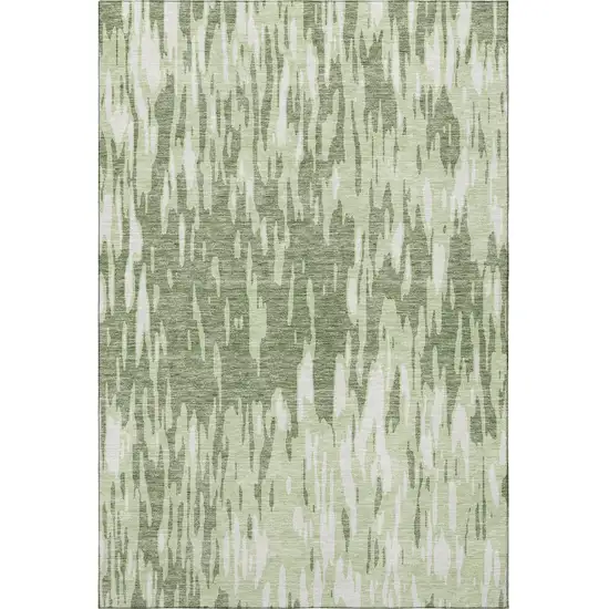 Green And Ivory Abstract Washable Area Rug With UV Protection Photo 3