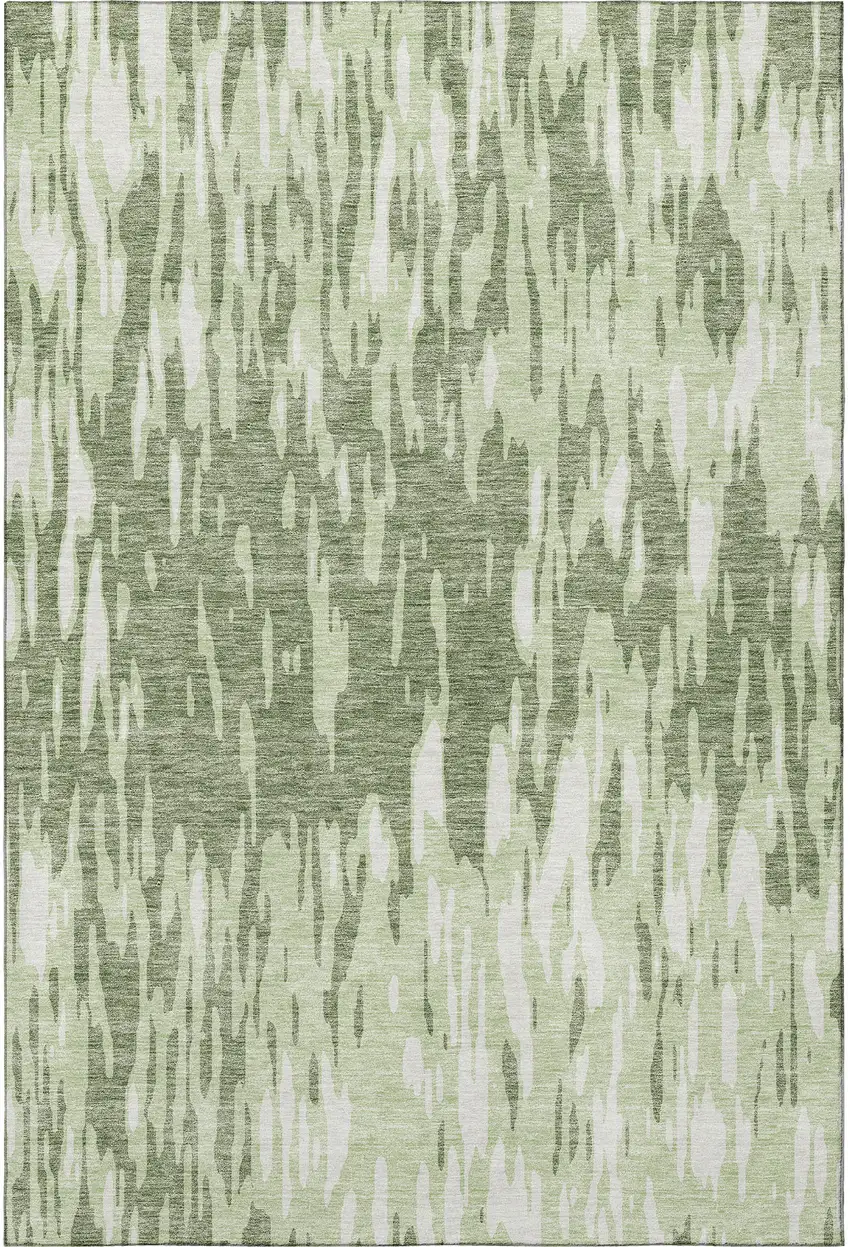 Green And Ivory Abstract Washable Area Rug With UV Protection Photo 3