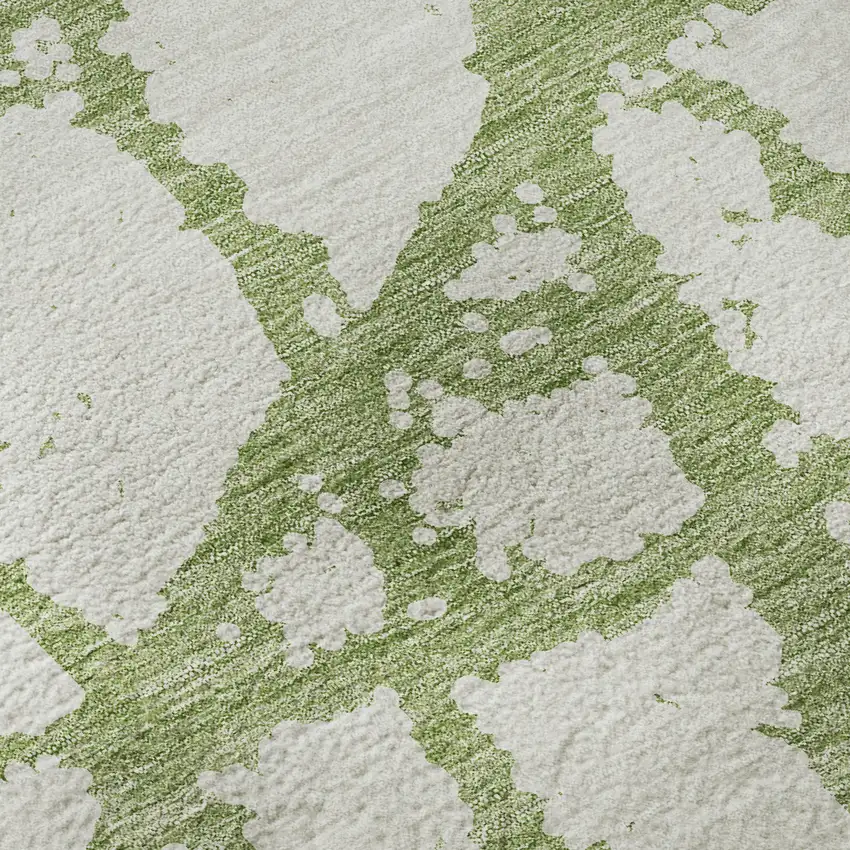 Green And Ivory Abstract Washable Area Rug With UV Protection Photo 8
