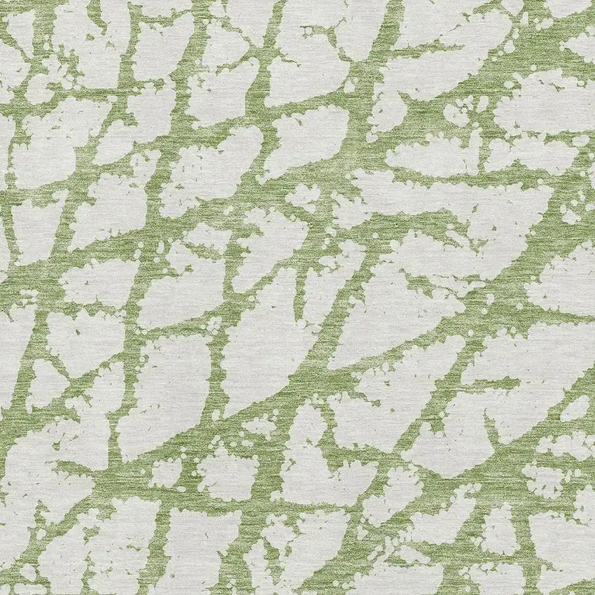 Green And Ivory Abstract Washable Area Rug With UV Protection Photo 2