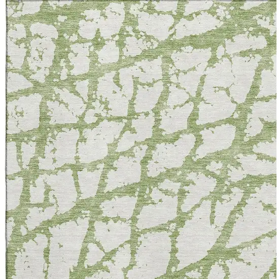 Green And Ivory Abstract Washable Area Rug With UV Protection Photo 2