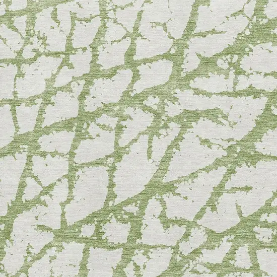 Green And Ivory Abstract Washable Area Rug With UV Protection Photo 2