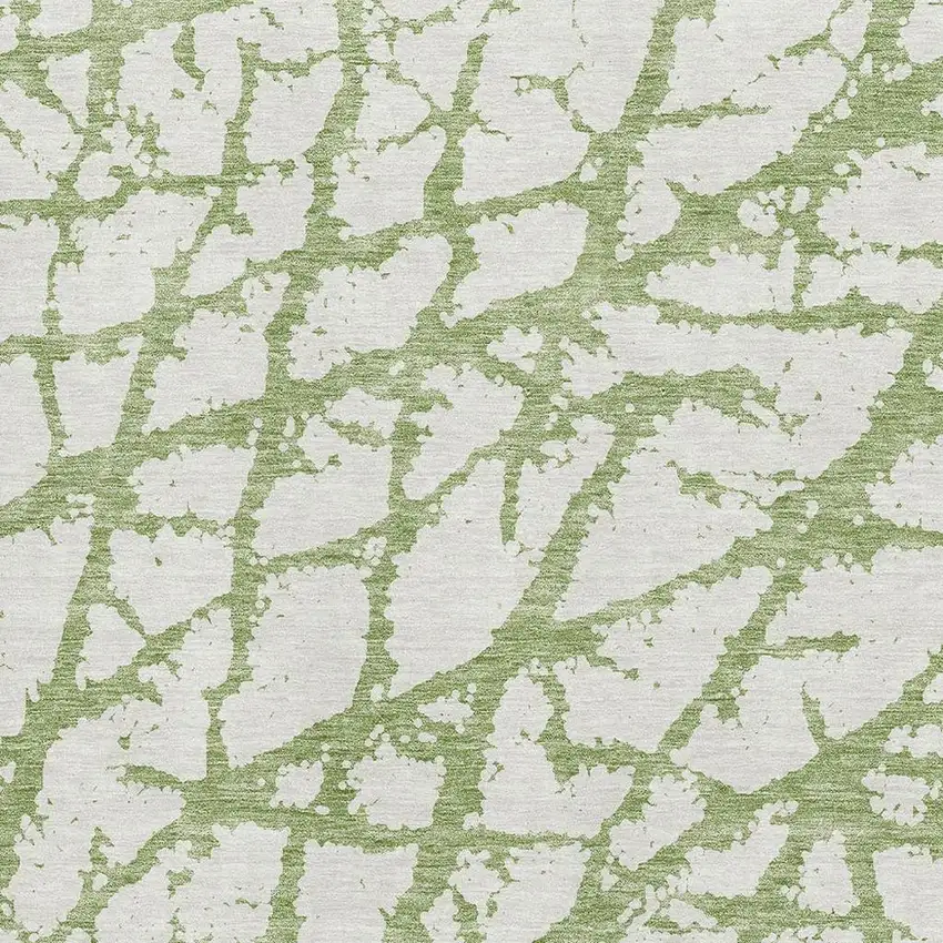 Green And Ivory Abstract Washable Area Rug With UV Protection Photo 2