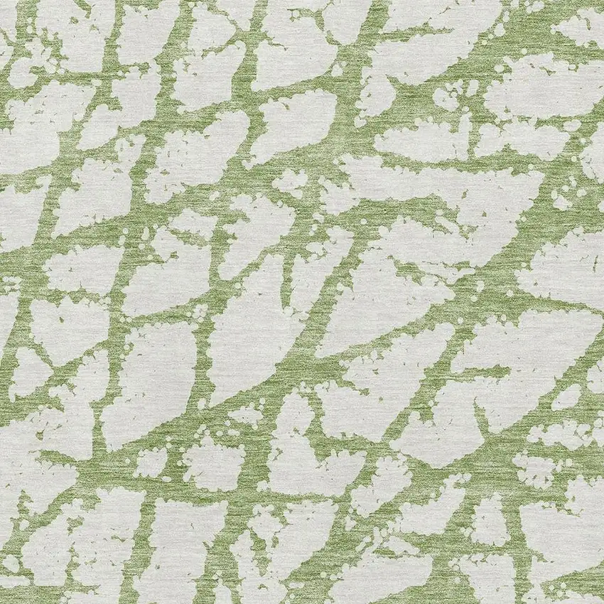 Green And Ivory Abstract Washable Area Rug With UV Protection Photo 2