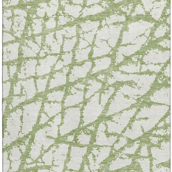 Green And Ivory Abstract Washable Area Rug With UV Protection Photo 3