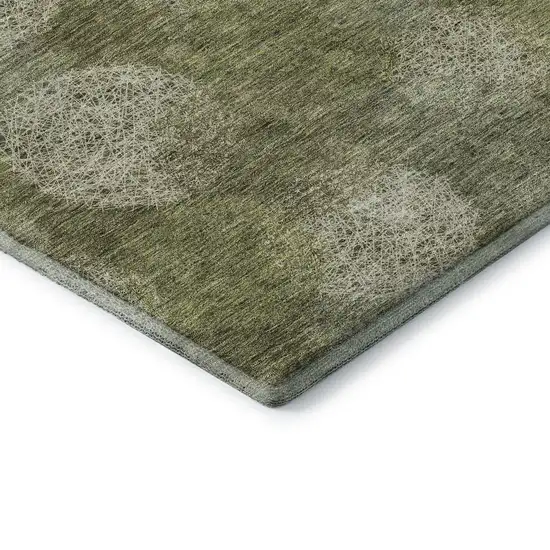 Green And Ivory Abstract Washable Area Rug With UV Protection Photo 7