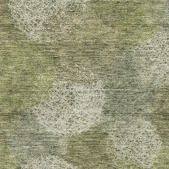 Green And Ivory Abstract Washable Area Rug With UV Protection Photo 2