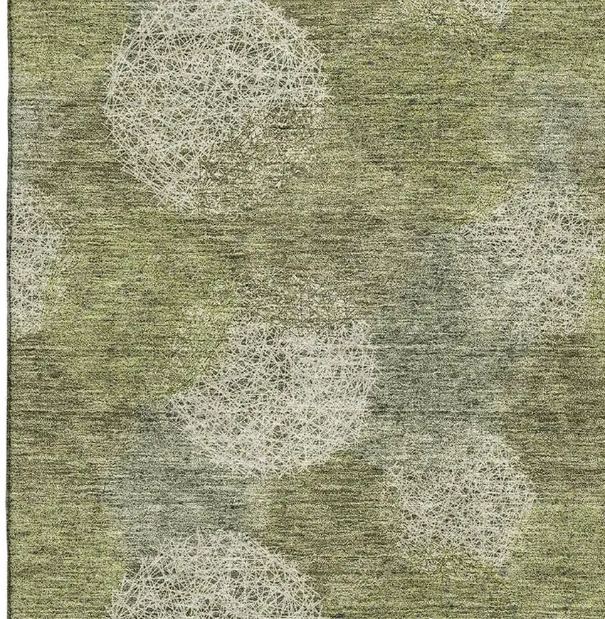 Green And Ivory Abstract Washable Area Rug With UV Protection Photo 2