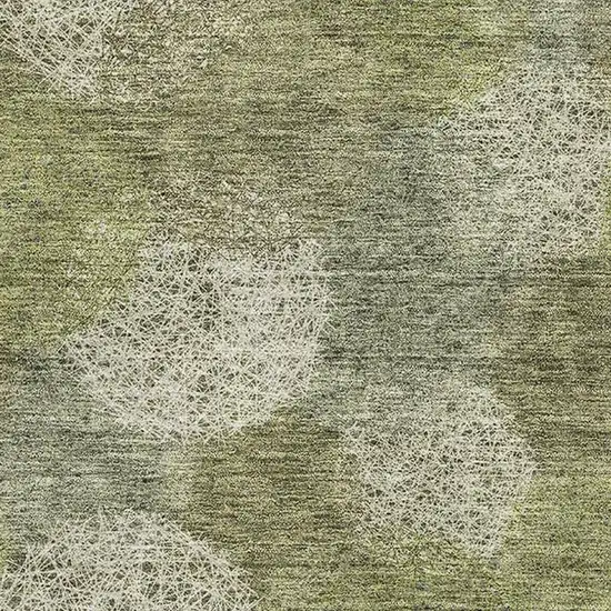 Green And Ivory Abstract Washable Area Rug With UV Protection Photo 2